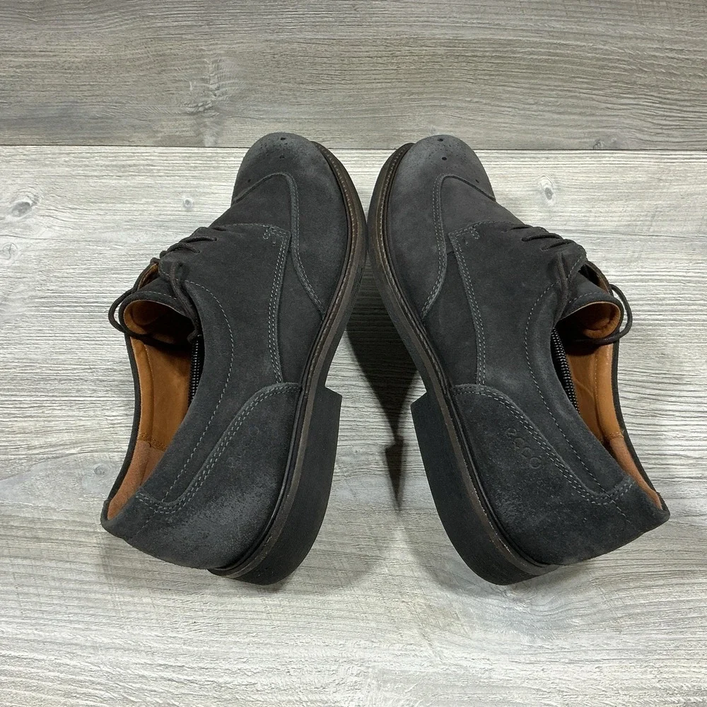 Ecco Mens Kenton Shock Point Gray Suede Oxford Wingtip Dress Shoes Size 12-46 EU